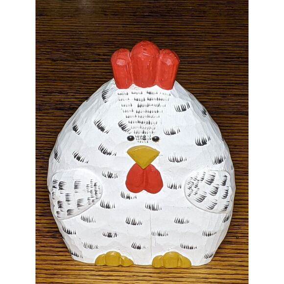 James Haddon Carved Wood Rooster Chicken Shelf Sitter Handpainted 8 x 6" - Picture 5 of 6